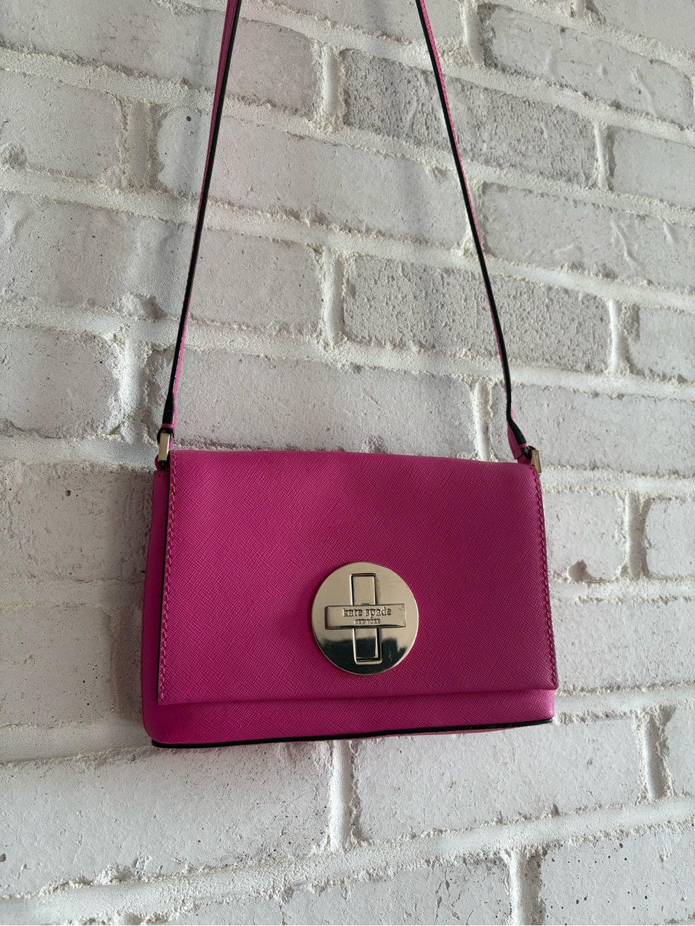 Kate Spade Vibrant Pink Crossbody Bag with Turn-Lock